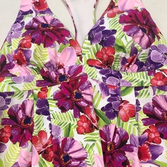 Lands End Floral Racerback Tankini Swim Top - Picture 8 of 9